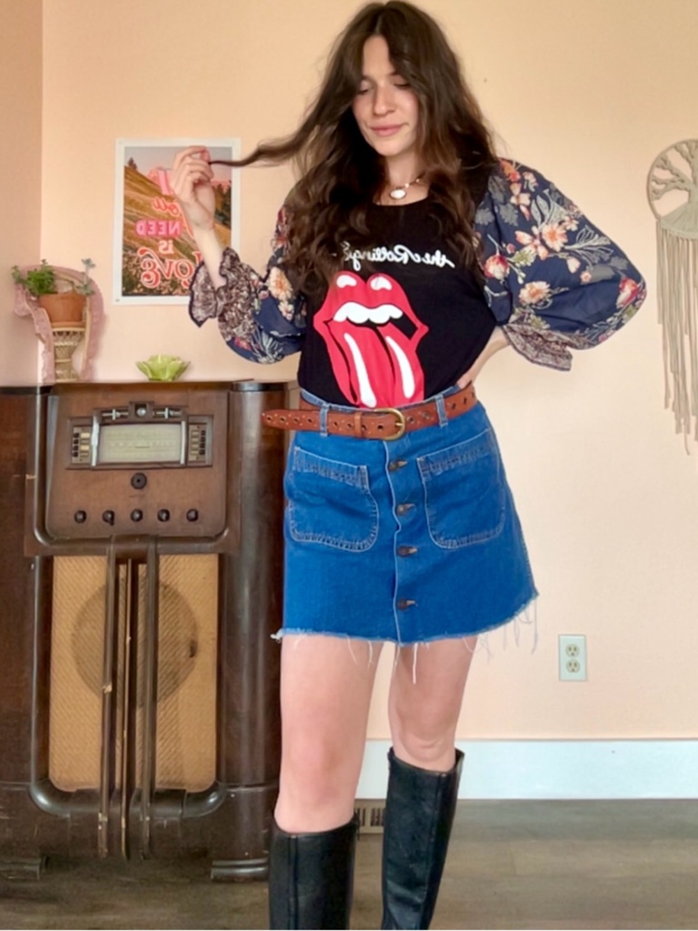 Upcycled Rolling Stones Top